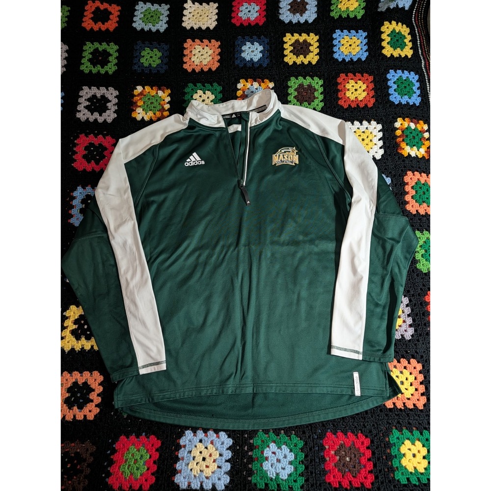 Mason University Adidas Sweater Green Activewear 1/4 Zip Jacket VolleyBall XL